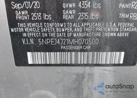 2021 Hyundai Sonata Sel Plus из США, поврежденный, VIN 5NPEJ4J21MH070500